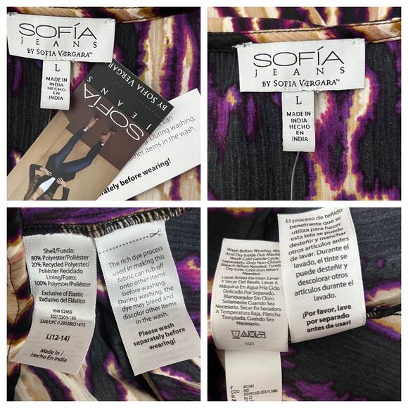 Sofia Jeans by Sofia Vergara Multi-colored Drape Knot Top NWT LARGE - Picture 12 of 16